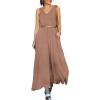image:imageCHICME Womens V Neck Sleeveless Two Way Wear Maxi Dress 2026 Flowy Casual Summer Dresses Without BeltCoffee