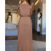 image:imageCHICME Womens V Neck Sleeveless Two Way Wear Maxi Dress 2026 Flowy Casual Summer Dresses Without BeltCoffee
