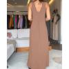 image:imageCHICME Womens V Neck Sleeveless Two Way Wear Maxi Dress 2026 Flowy Casual Summer Dresses Without BeltCoffee