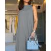 image:imageCHICME Womens V Neck Sleeveless Two Way Wear Maxi Dress 2026 Flowy Casual Summer Dresses Without BeltGray