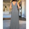 image:imageCHICME Womens V Neck Sleeveless Two Way Wear Maxi Dress 2026 Flowy Casual Summer Dresses Without BeltGray