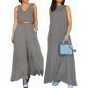 image:imageCHICME Womens V Neck Sleeveless Two Way Wear Maxi Dress 2026 Flowy Casual Summer Dresses Without BeltGray