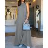 image:imageCHICME Womens V Neck Sleeveless Two Way Wear Maxi Dress 2026 Flowy Casual Summer Dresses Without BeltGray