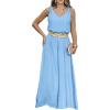 image:imageCHICME 2 Piece Outfits for Women Summer Sleeveless Twist Tank Top and Wide Leg Pant Sets Casual Travel Airport Outfits FlowyLighted Blue