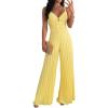 image:imageCHICME Women 2026 Sleeveless Deep V Sling Jumpsuit High Waist Pleated Jumpsuit Casual Beach Party Outfit with LiningYellow