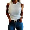 image:imageCHICME Womens Rhinestone Mock Neck Sleeveless Knit Tank Top Slim Fit Sparkly Halter for Party Vacation SummerWhite