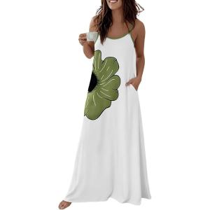 image:imageCHICME Womens Sleeveless Nightgown Soft Comfy Long Nightgown Pajama Lounge Dress with PocketsGreen