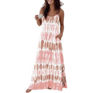 image:imageCHICME Womens Sleeveless Nightgown Soft Comfy Long Nightgown Pajama Lounge Dress with PocketsPink