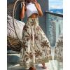 image:imageCHICME Boho Floral Shirred High Waisted Wide Leg Pants Flowy Trousers Summer Beach Vacation WearCoffee