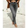 image:imageCHICME Womens Rhinestone Skinny Jeans High Waisted Washed Stretchy Denim Pants Party StreetwearDark Grey