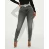 image:imageCHICME Womens Rhinestone Skinny Jeans High Waisted Washed Stretchy Denim Pants Party StreetwearDark Grey