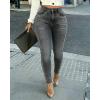 image:imageCHICME Womens Rhinestone Skinny Jeans High Waisted Washed Stretchy Denim Pants Party StreetwearDark Grey