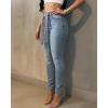 image:imageCHICME Womens Rhinestone Skinny Jeans Light Blue High Waisted Stretchy Denim Pants with Belt Party Date NightLighted Blue