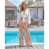 image:imageCHICME Womens Wide Leg Pants Boho High Waisted Pants Flowy Striped Palazzo Pants with PocketsBrown