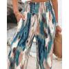 image:imageCHICME Womens Wide Leg Pants Boho High Waisted Pants Flowy Striped Palazzo Pants with PocketsGreen