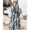 image:imageCHICME Womens Wide Leg Pants Boho High Waisted Pants Flowy Striped Palazzo Pants with PocketsGreen