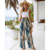 image:imageCHICME Womens Wide Leg Pants Boho High Waisted Pants Flowy Striped Palazzo Pants with PocketsGreen