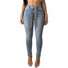 image:imageCHICME Womens Rhinestone Skinny Jeans Light Blue High Waisted Stretchy Denim Pants with Belt Party Date NightLighted Blue