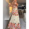 image:imageCHICME Floral Printed Prom Dress Tie Ruched Shirred Bandeau Party Dress Slim Fit Ruffle Hem Vacation DressesApricot