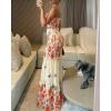 image:imageCHICME Floral Printed Prom Dress Tie Ruched Shirred Bandeau Party Dress Slim Fit Ruffle Hem Vacation DressesApricot