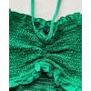 image:imageCHICME Floral Printed Prom Dress Tie Ruched Shirred Bandeau Party Dress Slim Fit Ruffle Hem Vacation DressesSolid Green