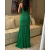 image:imageCHICME Floral Printed Prom Dress Tie Ruched Shirred Bandeau Party Dress Slim Fit Ruffle Hem Vacation DressesSolid Green