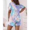 image:imageCHICME Pajamas Set for Women 2 Piece Pjs Lounge Set Soft Short Sleeve Tops and Sleep Shorts with PocketMmulticolor
