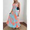 image:imageCHICME Summer Dresses for Women 2026 Sleeveless Casual Boho Maxi Dress Square Neck Cut Out Floral A Line DressCfloral Blue