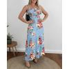 image:imageCHICME Summer Dresses for Women 2026 Sleeveless Casual Boho Maxi Dress Square Neck Cut Out Floral A Line DressFmisty Blue