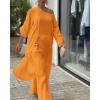 image:imageCHICME Women 2 Piece Outfits Cold Shoulder Long Sleeve Top Wide Leg Pants Linen Matching Lounge SetOrange