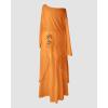 image:imageCHICME Women 2 Piece Outfits Cold Shoulder Long Sleeve Top Wide Leg Pants Linen Matching Lounge SetOrange