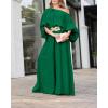 image:imageCHICME Women Summer 2 Piece Outfits Off Shoulder Top Flowy Wide Leg Pants Set Vacation Travel Airport OutfitsCdark Green