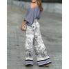 image:imageCHICME Women Summer 2 Piece Outfits Off Shoulder Top Flowy Wide Leg Pants Set Vacation Travel Airport OutfitsGray