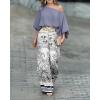 image:imageCHICME Women Summer 2 Piece Outfits Off Shoulder Top Flowy Wide Leg Pants Set Vacation Travel Airport OutfitsGray