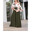image:imageCHICME Women Summer 2 Piece Outfits Off Shoulder Top Flowy Wide Leg Pants Set Vacation Travel Airport OutfitsGreen