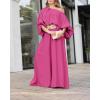 image:imageCHICME Women Summer 2 Piece Outfits Off Shoulder Top Flowy Wide Leg Pants Set Vacation Travel Airport OutfitsJhot Pink