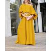image:imageCHICME Women Summer 2 Piece Outfits Off Shoulder Top Flowy Wide Leg Pants Set Vacation Travel Airport OutfitsKdark Yellow