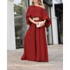 image:imageCHICME Women Summer 2 Piece Outfits Off Shoulder Top Flowy Wide Leg Pants Set Vacation Travel Airport OutfitsMdark Red