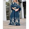 image:imageCHICME Women Summer 2 Piece Outfits Off Shoulder Top Flowy Wide Leg Pants Set Vacation Travel Airport OutfitsPurplish Blue