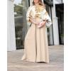image:imageCHICME Women Summer 2 Piece Outfits Off Shoulder Top Flowy Wide Leg Pants Set Vacation Travel Airport OutfitsQapricot