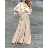 image:imageCHICME Women Summer 2 Piece Outfits Off Shoulder Top Flowy Wide Leg Pants Set Vacation Travel Airport OutfitsQapricot