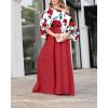 image:imageCHICME Women Summer 2 Piece Outfits Off Shoulder Top Flowy Wide Leg Pants Set Vacation Travel Airport OutfitsRed