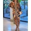 image:imageCHICME Womens Bodycon Long Sleeve Dress Casual Plunge V Neck Ruched Midi Dress Fall Bodycon Slit Office Work DressesAbrown