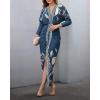 image:imageCHICME Womens Bodycon Long Sleeve Dress Casual Plunge V Neck Ruched Midi Dress Fall Bodycon Slit Office Work DressesBlue