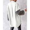 image:imageCHICME Womens Denim Jacket Sequin Patchwork Long Sleeve Jackets Top Button Front Oversized Denim ShacketWhite