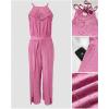 image:imageCHICME Womens Eyelet Halter Neck Jumpsuit High Waist Wide Leg Romper with Side Slit Casual Summer One Piece OutfitHot Pink