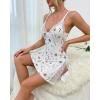 image:imageCHICME Womens Lace Trim Side Slit Modal Cami Sleep Dress Loungewear Cute Night Gowns for WomenRfloral White
