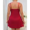 image:imageCHICME Womens Lace Trim Side Slit Modal Cami Sleep Dress Loungewear Cute Night Gowns for WomenXplus Size Red