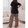 image:imageCHICME Womens Pajamas Sets 2 Piece Short Sleeve Lounge Set Printed Loose Pants Pj Sets Loungewear SetGblack