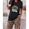 image:imageCHICME Womens Pajamas Sets 2 Piece Short Sleeve Lounge Set Printed Loose Pants Pj Sets Loungewear SetGblack